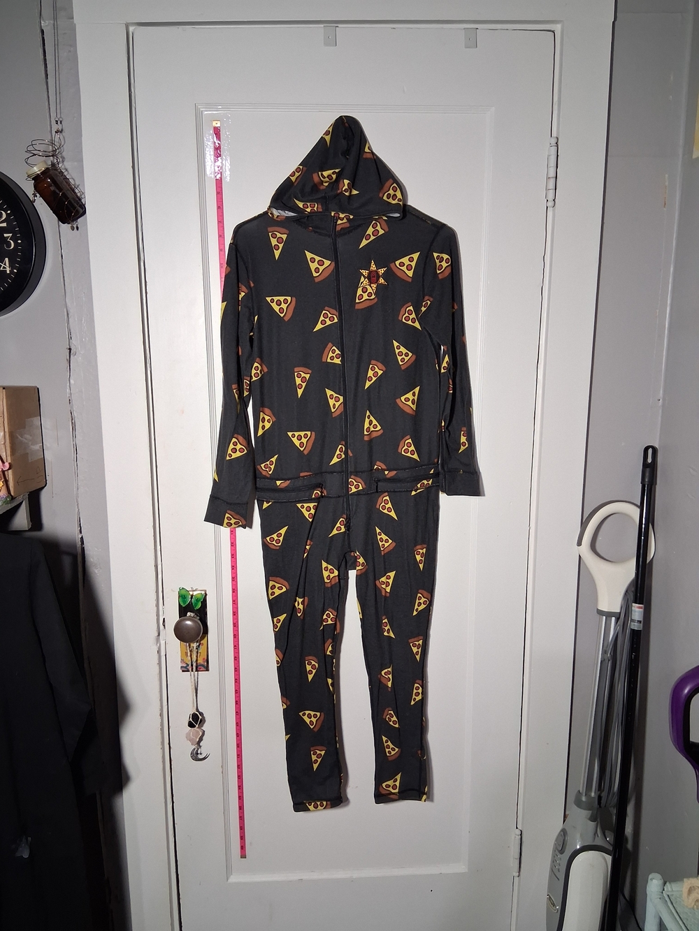 Air Blaster Kids Black Pizza Print Hooded Jumpsuit / Romper